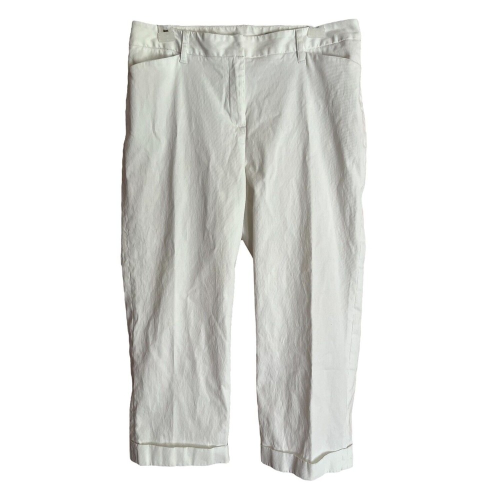 Jones Wear Studio Womens 10 Stretch Cropped Capri Pants, Cotton Corduroy Ivory
